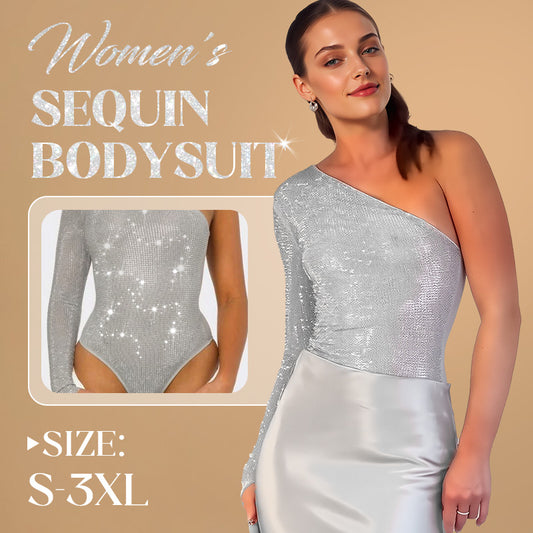 🎉New Year Sale 50% OFF 🛍️Women's One Shoulder Sequin Bodysuit