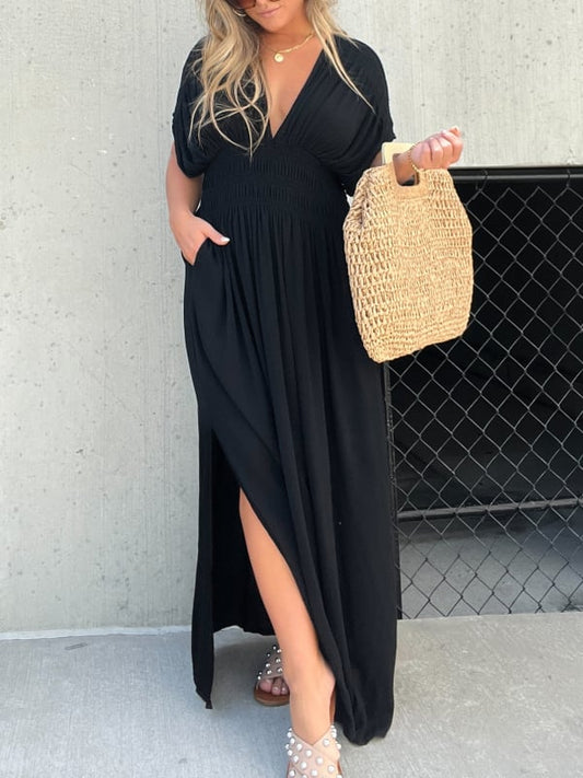 🔥50% OFF💗New Slit v-neck effortless maxi long dress