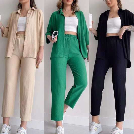 Fashion Casual Summer Shirt & Pants 2-piece Set for Women