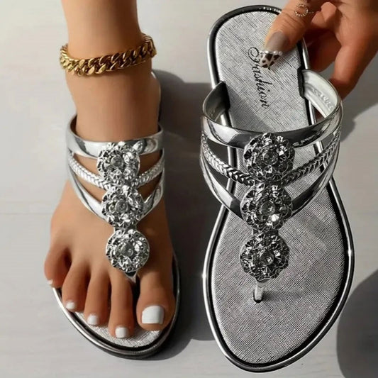 Women's Casual Floral Embellished Flat Sandals