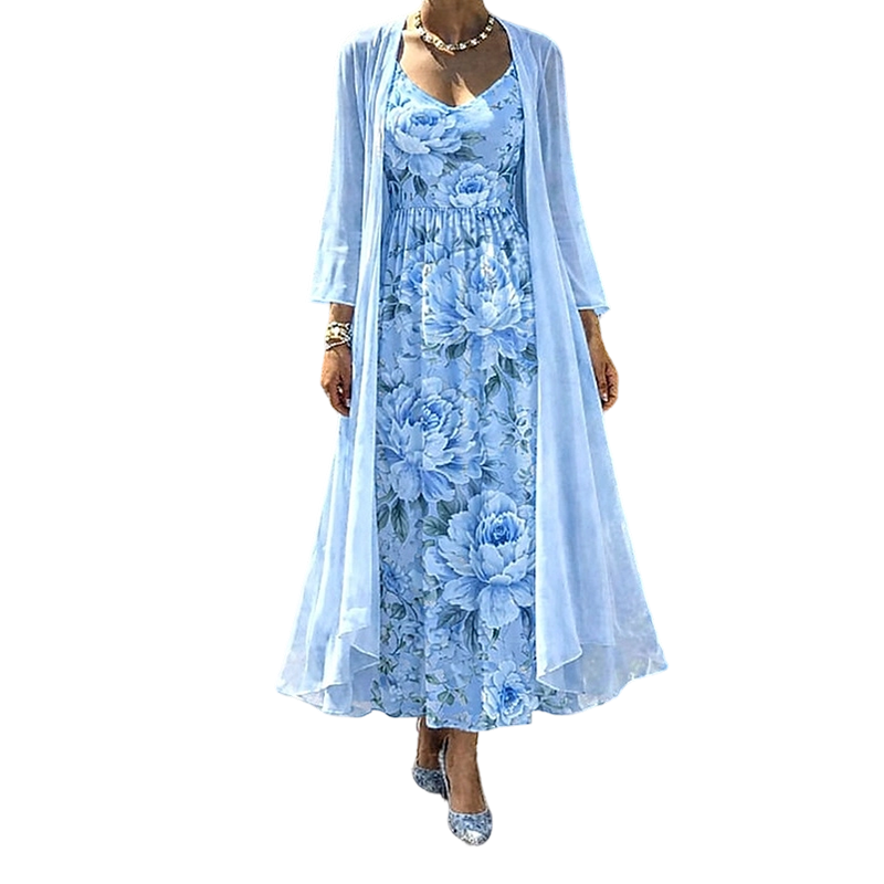 ๐ธ๐Women's Elegant Two-Piece Floral Dress Set โ Perfect Summer Holiday Lookโจ