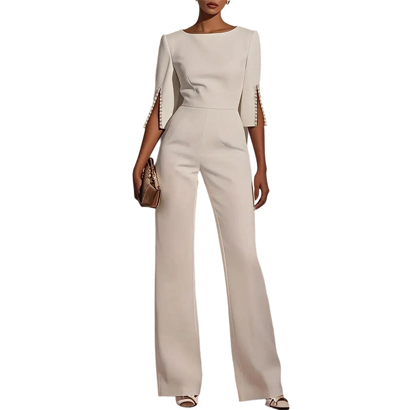 New Arrivalโจ๐ธ Slim-Fit Wide-Leg Jumpsuit with Beaded Detail