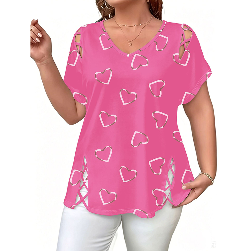 ๐ 2026 Sale โ Over 35,000 Sold! ๐ Women's V-Neck Heart Print Top โ Sweet Love Style ๐ธ
