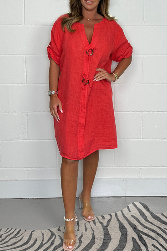 🎉2024 New plus size button-up tunic dress