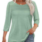 💕Last Day 50% OFF👚Women’s Pleated Detail 3/4 Sleeve Casual T-Shirt