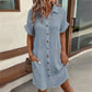 🔥HOT SALE 50% OFF🔥Women's Buttoned Short Sleeve Pocket Casual Shirt Dress