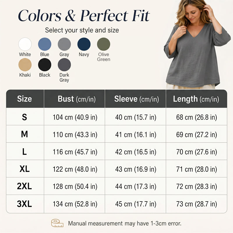 🌺Summer Hot Sale 60% OFF💐Women's Casual V-Neck Three Quarter Sleeve Blouse