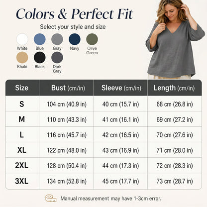 🌺Summer Hot Sale 60% OFF💐Women's Casual V-Neck Three Quarter Sleeve Blouse