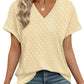 💖Buy 2 get 8% off🌷Summer Hot Sale 50% Off💕2025 Women's V Neck Eyelet Dressy Casual Basic Short Sleeve Tees