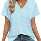 💖Buy 2 get 8% off🌷Summer Hot Sale 50% Off💕2025 Women's V Neck Eyelet Dressy Casual Basic Short Sleeve Tees