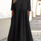Women's Casual Basic Outdoor Crew Neck Pocket Smocked Cotton Dress
