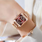 🎄💎Fashion Square Ladies Rose Gold Diamond Watch