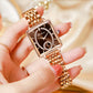 🎄💎Fashion Square Ladies Rose Gold Diamond Watch