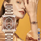🎄💎Fashion Square Ladies Rose Gold Diamond Watch