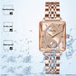 🎄💎Fashion Square Ladies Rose Gold Diamond Watch