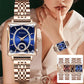 🎄💎Fashion Square Ladies Rose Gold Diamond Watch