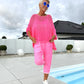💜Women's Letter Print Jumpsuit + Hollow Smock Leisure Suit