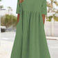 Women's Casual Basic Outdoor Crew Neck Pocket Smocked Cotton Dress