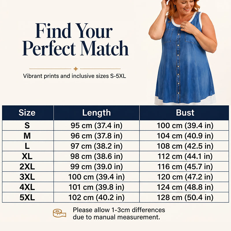 💗👗LAST DAY SALE 60% OFF⚡Women's Faux Two-Piece Denim Print Dress - Throw It On And Look Instantly Put Together✨