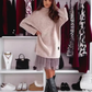 💖Women’s Semi Turtleneck Loose Sweatshirt and Sleeveless Mini Gauze Dress Set