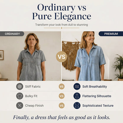 👗 60% הנחה עכשיו! 👖 שמלת חולצה מידי ג'ינס עם כיסים – ג'ינס רך וגזרה נינוחה – כיסים פונקציונליים, מושלמת לקז'ואל יומיומי – נוחה ורב-תכליתית ✨🌸