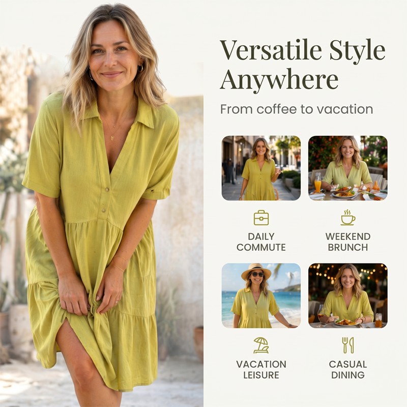 🌿☀️ LIMITED TIME 50% OFF! 👗Cotton-Linen A-Line Dress – Breathable & Lightweight – Stay Cool All Summer.