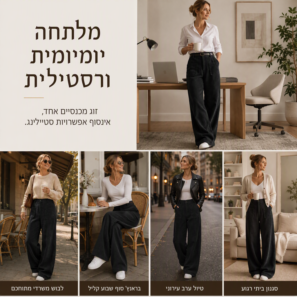 ⌛מבצע לזמן מוגבל – מכנסיים לנשים בסגנון קז'ואל, בגזרה רפויה ורגליים רחבות