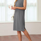 🔥Summer Sale 49% OFF🌸Women Round Neck Loose Split Wrinkle-Free Midi Dress with Pockets