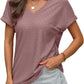 💖Buy 2 get 8% off🌷Summer Hot Sale 50% Off💕2025 Women's V Neck Eyelet Dressy Casual Basic Short Sleeve Tees