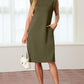🔥Summer Sale 49% OFF🌸Women Round Neck Loose Split Wrinkle-Free Midi Dress with Pockets