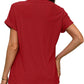 💖Buy 2 get 8% off🌷Summer Hot Sale 50% Off💕2025 Women's V Neck Eyelet Dressy Casual Basic Short Sleeve Tees