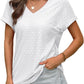 💖Buy 2 get 8% off🌷Summer Hot Sale 50% Off💕2025 Women's V Neck Eyelet Dressy Casual Basic Short Sleeve Tees