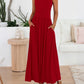 👑Hot Sale 49% OFF💃Women's Solid Color Sleeveless Waist Pleated Design Dress with Pockets