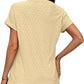 💖Buy 2 get 8% off🌷Summer Hot Sale 50% Off💕2025 Women's V Neck Eyelet Dressy Casual Basic Short Sleeve Tees