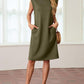 🔥Summer Sale 49% OFF🌸Women Round Neck Loose Split Wrinkle-Free Midi Dress with Pockets