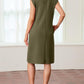 🔥Summer Sale 49% OFF🌸Women Round Neck Loose Split Wrinkle-Free Midi Dress with Pockets