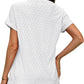 💖Buy 2 get 8% off🌷Summer Hot Sale 50% Off💕2025 Women's V Neck Eyelet Dressy Casual Basic Short Sleeve Tees