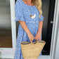 Round Neck Polka Dot Print Midi Dress