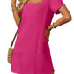 💕Summer Promotion 50% OFF👗Women's Casual Square Neck Pocket Short Sleeve Dress with Pockets