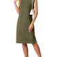🔥Summer Sale 49% OFF🌸Women Round Neck Loose Split Wrinkle-Free Midi Dress with Pockets