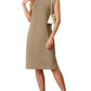 🔥Summer Sale 49% OFF🌸Women Round Neck Loose Split Wrinkle-Free Midi Dress with Pockets