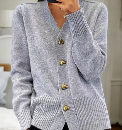 Women's Casual Winter Plain Yarn Wool Yarn Buttoned Cardigan