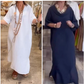 Women Solid Casual Loose Dress with Slits