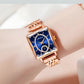 🎄💎Fashion Square Ladies Rose Gold Diamond Watch