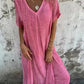 💕Women's Loose V-neck Cotton Linen Dress