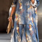 Women's Floral Print Asymmetrical Tunic & Pants Set