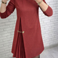 Elegant Long Sleeve Pleated Panel Dress