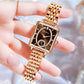 🎄💎Fashion Square Ladies Rose Gold Diamond Watch