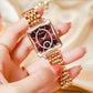 🎄💎Fashion Square Ladies Rose Gold Diamond Watch