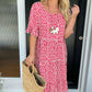 Round Neck Polka Dot Print Midi Dress